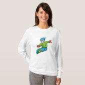 Skelet als Snowboarder met Snowboard T-shirt (Voorkant volledig)