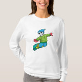 Skelet als Snowboarder met Snowboard T-shirt (Voorkant)
