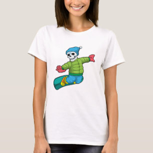 Skelet als Snowboarder met Snowboard T-shirt