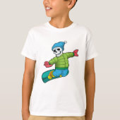 Skelet als Snowboarder met Snowboard T-shirt (Voorkant)