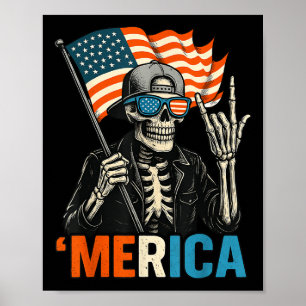 Skelet Amerika Rock Amerikaanse Vlag Patriottische Poster