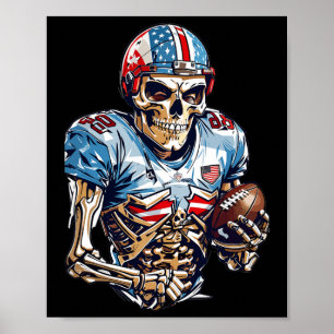 Skelet Amerikaanse Football Speler Halloween Graph Poster