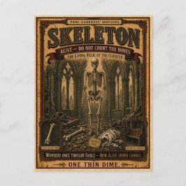 Skelet, antiek circusmonster briefkaart