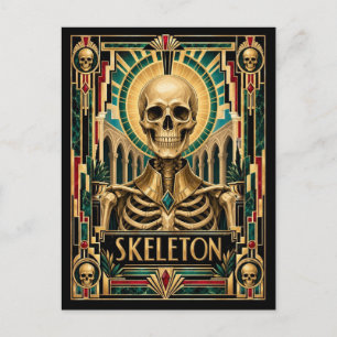 Skelet, Art Deco Mythisch Briefkaart