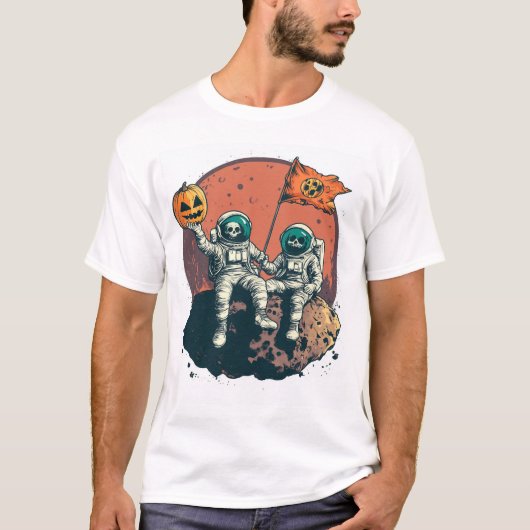 Skelet Astronaut Bemanning T-shirt (Voorkant)