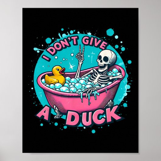 Skelet Badkamer Humor Rubber Eend Grappig Hallowee Poster (Voorkant)