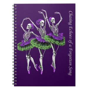 Skelet Ballerina Dagboek Paars Groen Jagen Notitieboek