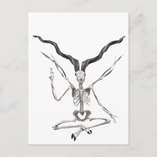 Skelet Baphomet Plaat Briefkaart (Voorkant)