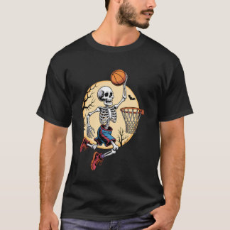 Skelet Basketbal Halloween Kostuum Grappig Mannen T-shirt