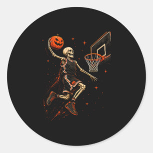 Skelet basketbalspeler mannen jongens eng voor ronde sticker