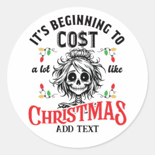 Skelet begint veel te kosten als Kerstmis Ronde Sticker
