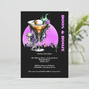 Skelet begraafplaats schedel cocktail vol maan hor kaart