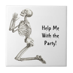 Skelet Bidden Halloween Tegel Tegeltje