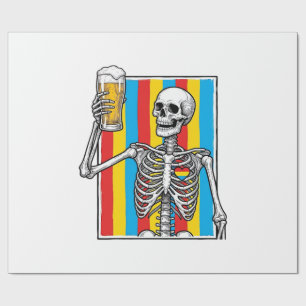 Skelet Bier Regenboog Vintage Gravure Shirt_1 Cadeaupapier