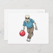 Skelet bij Bowling met Bowling-bal Briefkaart (Voorkant / Achterkant)
