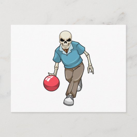 Skelet bij Bowling met Bowling-bal Briefkaart (Voorkant)