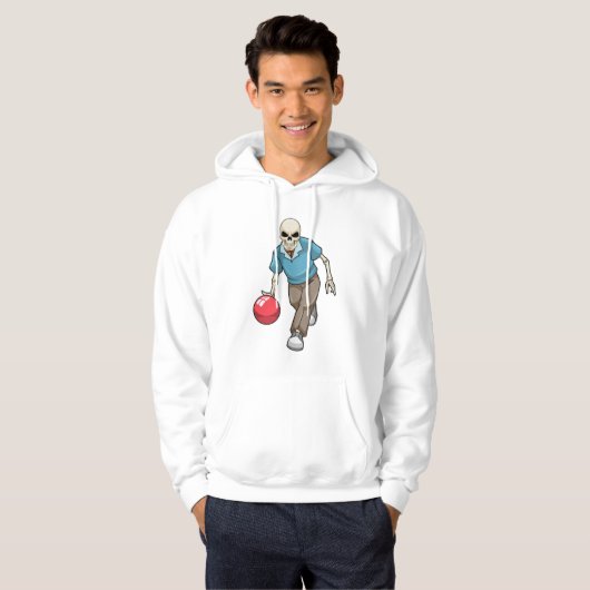 Skelet bij Bowling met Bowling-bal Hoodie (Voorkant volledig)