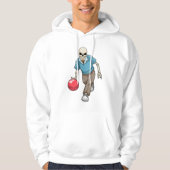 Skelet bij Bowling met Bowling-bal Hoodie (Voorkant)