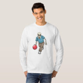 Skelet bij Bowling met Bowling-bal T-shirt (Voorkant volledig)