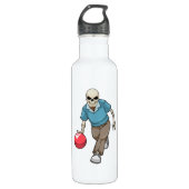 Skelet bij Bowling met Bowling-bal Waterfles (Voorkant)