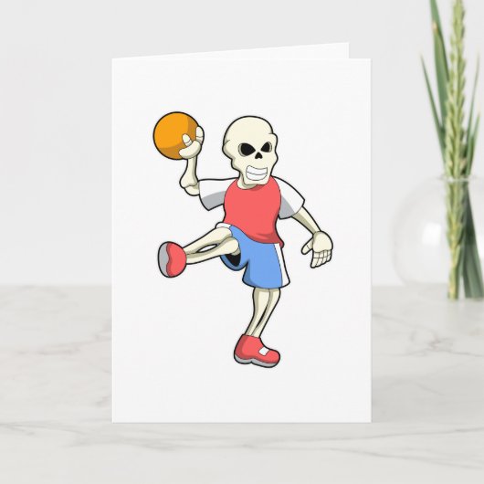 Skelet bij handbalspeler met handbal kaart (Voorkant)