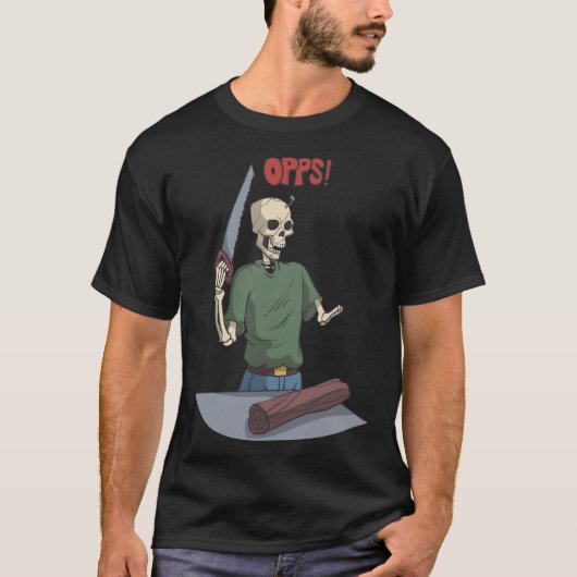 Skelet bij het werken met hout t-shirt (Voorkant)