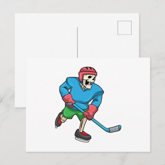 Skelet bij IJshockey met IJshockeystick Briefkaart (Voorkant / Achterkant)