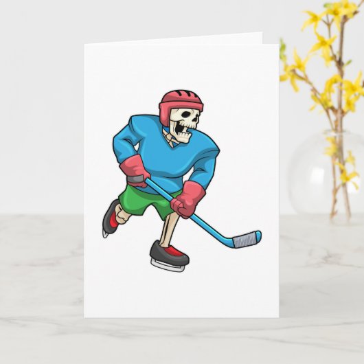 Skelet bij IJshockey met IJshockeystick Kaart (Gele Bloem)