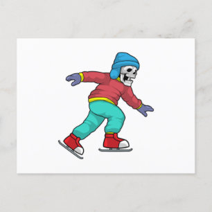 Skelet bij ijsschaatsen met ijsschaatsen briefkaart