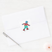 Skelet bij ijsschaatsen met ijsschaatsen vierkante sticker (Envelop)
