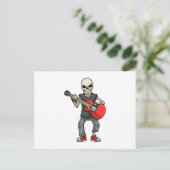 Skelet bij muziek met gitaar briefkaart (Staand voorkant)