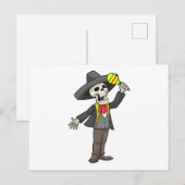 Skelet bij muziek met maracas briefkaart (Voorkant / Achterkant)