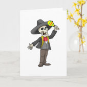 Skelet bij muziek met maracas kaart (Gele Bloem)