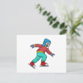Skelet bij schaatsen met schaatsen briefkaart (Staand voorkant)