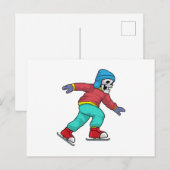 Skelet bij schaatsen met schaatsen briefkaart (Voorkant / Achterkant)