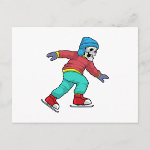 Skelet bij schaatsen met schaatsen briefkaart