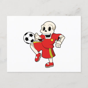 Skelet bij voetbal sport briefkaart