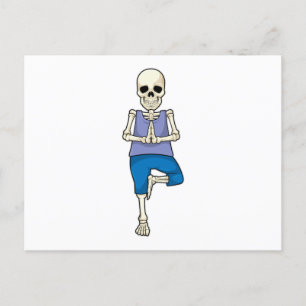 Skelet bij yogarekoefening briefkaart