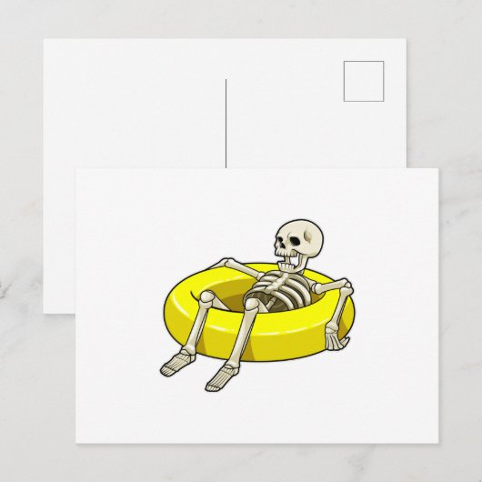 Skelet bij zwemmen met draaiende ring briefkaart (Voorkant / Achterkant)