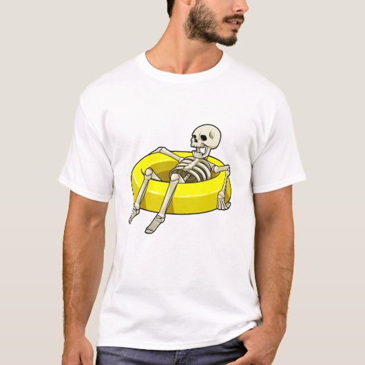 Skelet bij zwemmen met draaiende ring t-shirt (Voorkant)