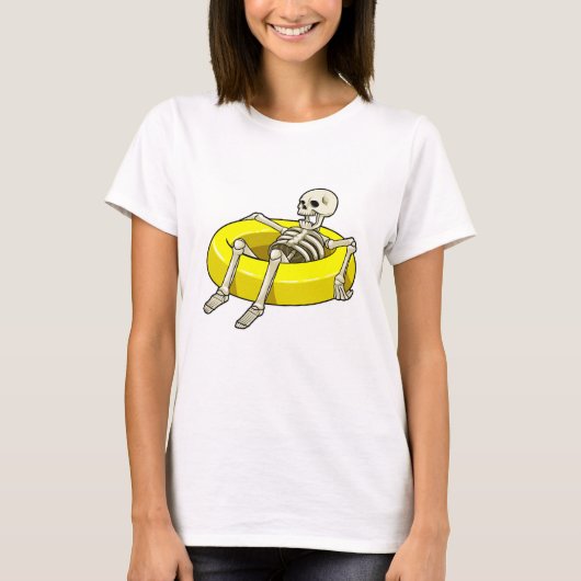 Skelet bij zwemmen met draaiende ring t-shirt (Voorkant)