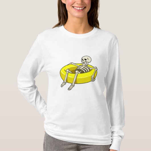 Skelet bij zwemmen met draaiende ring t-shirt (Voorkant)
