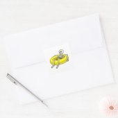 Skelet bij zwemmen met draaiende ring vierkante sticker (Envelop)