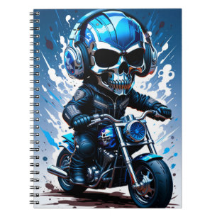 Skelet Biker met Hoofdtelefoon Notitieboek