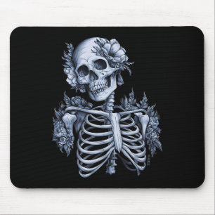 Skelet Bloemrijke Schedel Halloween Gotische Occul Muismat