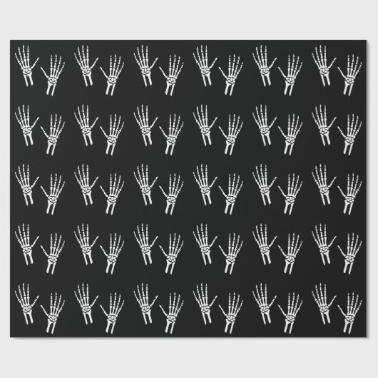 Skelet Bone Hands Pattern op Black Halloween Cadeaupapier (Vlak)