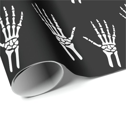 Skelet Bone Hands Pattern op Black Halloween Cadeaupapier (Rol Hoek)