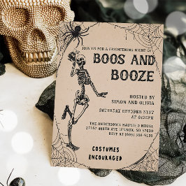 Skelet Boos & Booze Volwassen Halloween Feest Kaart