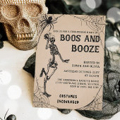 Skelet Boos & Booze Volwassen Halloween Feest Kaart