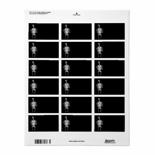 Skelet Borst Xray Zwart Adresetiketten Etiket (Full Sheet)